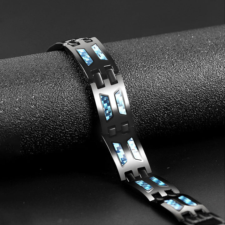 Blue Carbon Fiber Titanium Bracelet